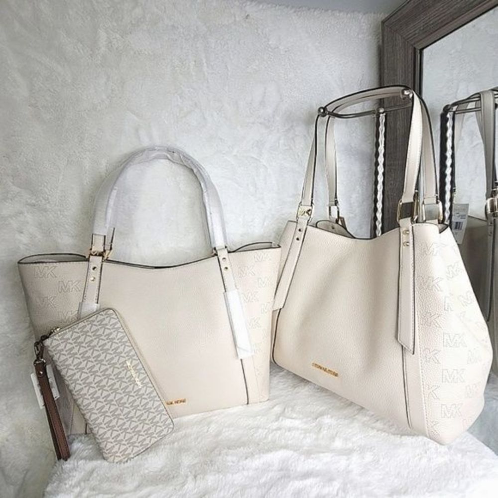 NWT Michael Kors 2 SET Shoulder Bag Tote Handbag Wallet Designer signature $1000 - Picture 2 of 14